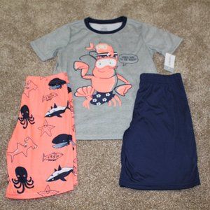 Carter's Which Way to the Beach 3-Piece Pajamas Set Shorts Boys Size 4 8 NWT